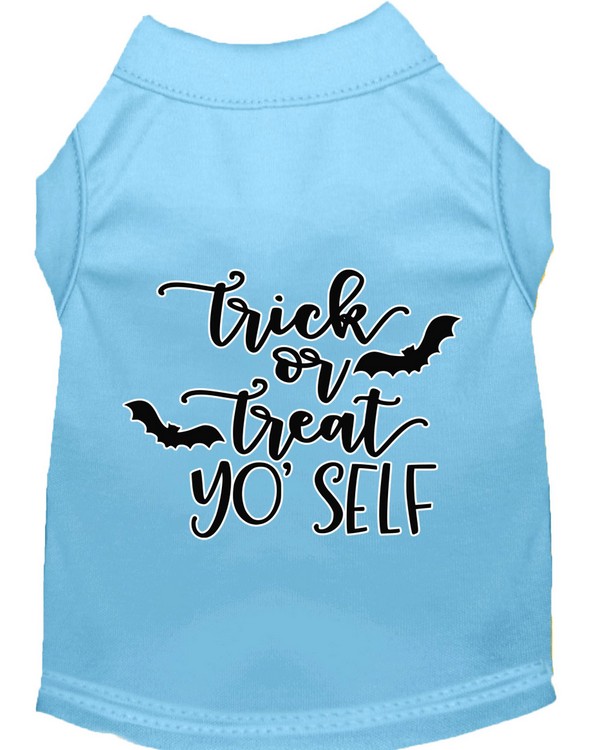 Trick or Treat Yo' Self Screen Print Dog Shirt Baby Blue XS